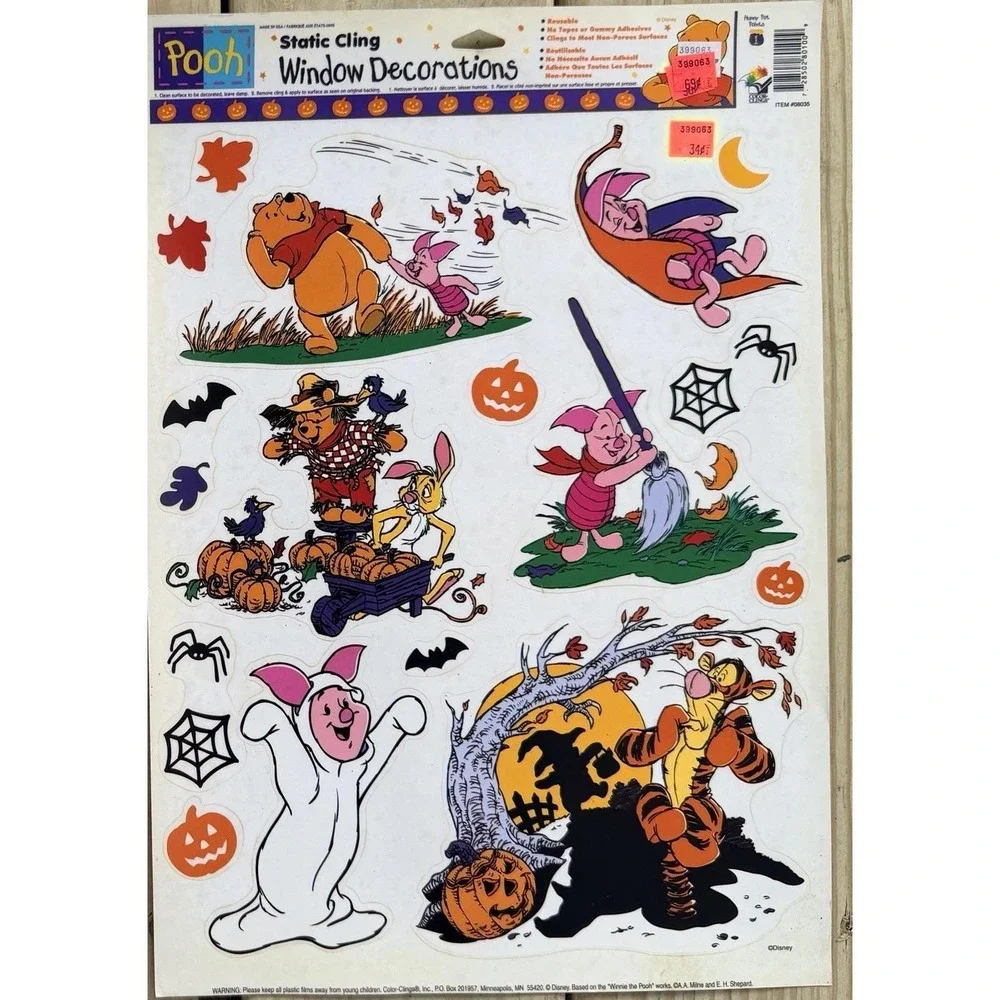 VTG Disney Classic Winnie The Pooh Halloween Window Clings Tigger Piglet Eeyore